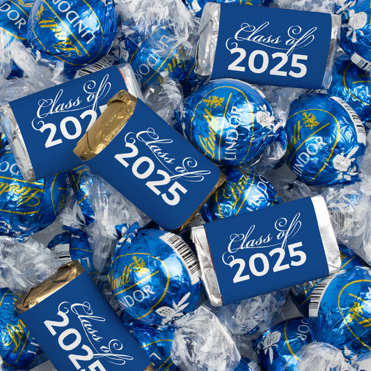 Graduation Chocolate Mix - Hershey's Miniatures and Lindor Truffles 65 Pieces - All Colors